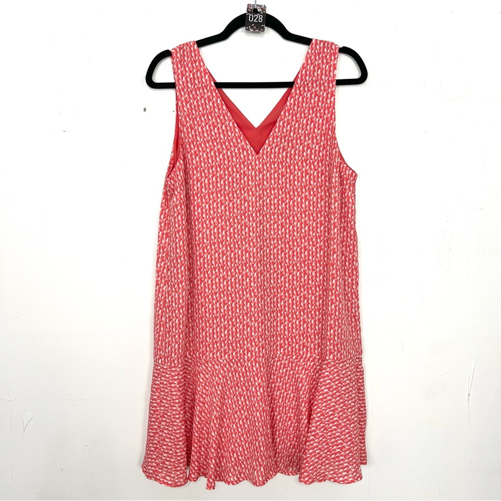 Banana Republic Coral Printed V-Neck Sleeveless Tank Dress